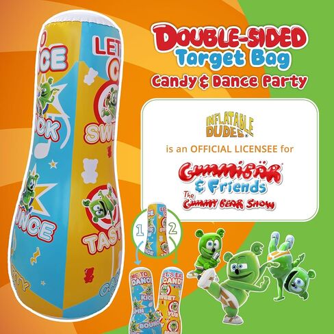 INFLATABLE DUDES Target Bag - Double-Sided - Gummibär & Friends 47 Inches | Kids Punching Bag | Already Filled with Sand | Gummy Bear Bop Bag | Gummibar | Punching Bag for Kids – (Officially Licensed) in Kuwait