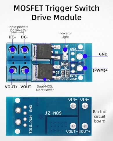 RIIEYOCA 400W Dual High-Power MOSFET Trigger Module, 0-20KHz PWM Motor Controller, 5V-36V 15A(Max 30A) DC Motor Speed Controller for Arduino, DIY Projects（6Pack） in Saudi Arabia