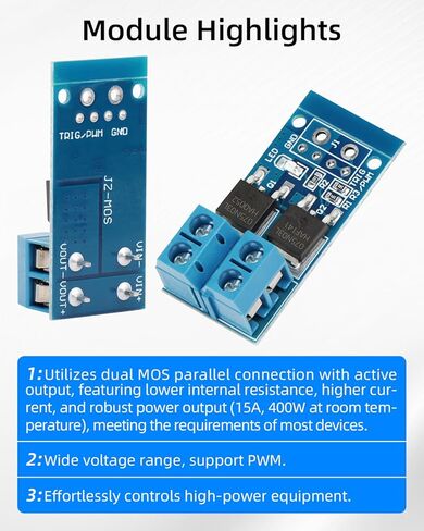 RIIEYOCA 400W Dual High-Power MOSFET Trigger Module, 0-20KHz PWM Motor Controller, 5V-36V 15A(Max 30A) DC Motor Speed Controller for Arduino, DIY Projects（6Pack） in Saudi Arabia