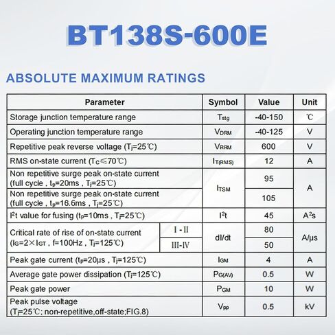 MECCANIXITY BT138S-600E BT138-600 BT138 MOSFET Transistors 12A 600V TO-252 for Electronic Instruments Smart Home Appliances Drones, 10pcs in Saudi Arabia