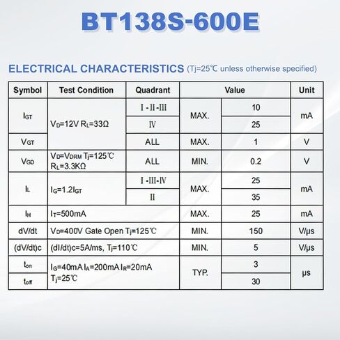 MECCANIXITY BT138S-600E BT138-600 BT138 MOSFET Transistors 12A 600V TO-252 for Electronic Instruments Smart Home Appliances Drones, 10pcs in Saudi Arabia