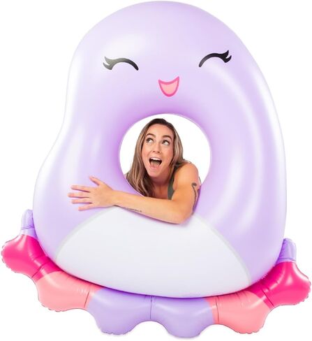 Bigmouth X Squishmallows Squishmlows Brock The Bulldog 36 Inh Ring Pool Float - قابلة للتحصيل قابلة للاسترخاء ورش - ناعمة ودائمة وسهلة التضخيم in Kuwait