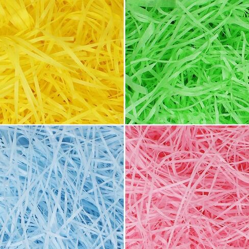 Joyin 16 Oz Easter Fake Grass in 4 Colors Paper Papred Filler لملء السلة ، ولف هدايا DIY ، وتزيين الحفلات ، وصيد بيض عيد الفصح (الوردي ، والأصفر ، والأزرق ، والأخضر) in Kuwait