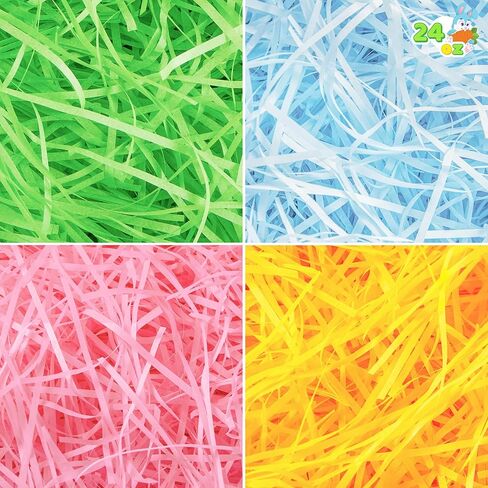 Joyin 16 Oz Easter Fake Grass in 4 Colors Paper Papred Filler لملء السلة ، ولف هدايا DIY ، وتزيين الحفلات ، وصيد بيض عيد الفصح (الوردي ، والأصفر ، والأزرق ، والأخضر) in Kuwait