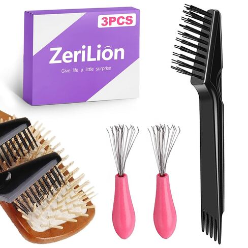 1 أداة تنظيف فرشاة الشعر و2 مشط معدني - مجموعة تنظيف مشط فعالة للشعر والغبار وإزالة الوبر في المنزل والصالون in Kuwait