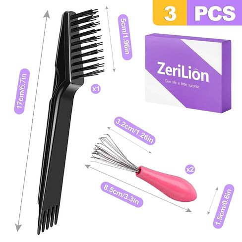 1 أداة تنظيف فرشاة الشعر و2 مشط معدني - مجموعة تنظيف مشط فعالة للشعر والغبار وإزالة الوبر في المنزل والصالون in Kuwait