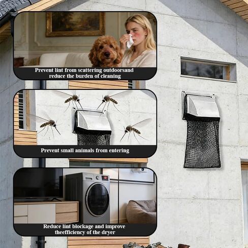 3 قطع من جهاز التقاط الوبر المجفف، مصيدة الوبر بفتحة تهوية للمجفف مع شرائط لاصقة، كيس غبار الوبر بفتحة تهوية للمجفف قابل لإعادة الاستخدام، فتحة تهوية للمجفف الداخلي والخارجي لالتقاط الوبر والغبار in Kuwait