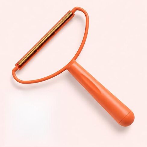 2-in-1 Lint Remover Scraper, Dual Sided Hair Remover Tool for Clothes Sofa Carpet Upholstery, Ergonomic Handle Pet Hair & Debris Cleaner for Home Travel Laundry, Orange in Saudi Arabia
