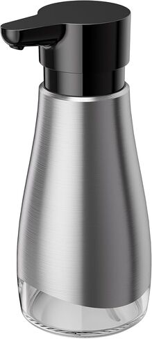 Oasis Creations 500 mL /17fl.oz Stainless Steel Liquid Soap Dispenser for Dish and Hand Soap - Two Toned Silver and Black - Refillable - Great for Kitchen Bathroom or Countertop in Saudi Arabia