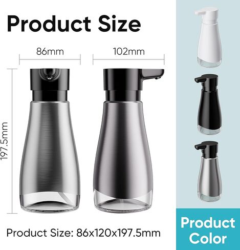 Oasis Creations 500 mL /17fl.oz Stainless Steel Liquid Soap Dispenser for Dish and Hand Soap - Two Toned Silver and Black - Refillable - Great for Kitchen Bathroom or Countertop in Saudi Arabia