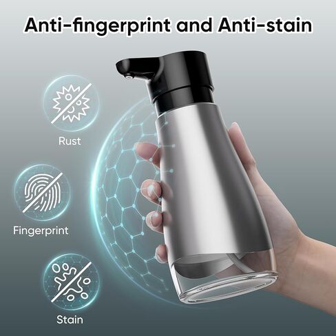 Oasis Creations 500 mL /17fl.oz Stainless Steel Liquid Soap Dispenser for Dish and Hand Soap - Two Toned Silver and Black - Refillable - Great for Kitchen Bathroom or Countertop in Saudi Arabia