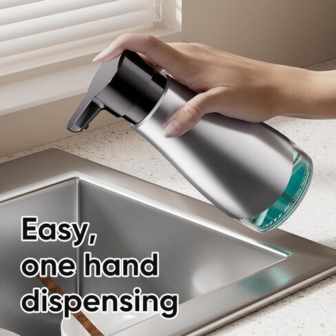 Oasis Creations 500 mL /17fl.oz Stainless Steel Liquid Soap Dispenser for Dish and Hand Soap - Two Toned Silver and Black - Refillable - Great for Kitchen Bathroom or Countertop in Saudi Arabia