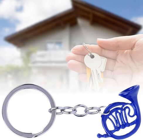 plplaaoo Blue French Horn Keychain,Blue French Horn How I Met Your Mother Mini Keychain Key Ring French Horn Shape Accessories Bag Keychain Charm Pendant Jewelry Giftblue Women Men keychain in Saudi Arabia