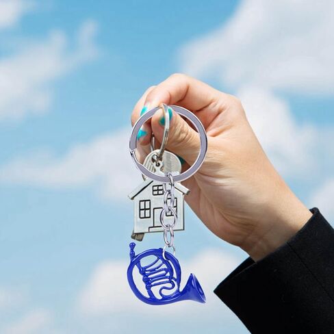 plplaaoo Blue French Horn Keychain,Blue French Horn How I Met Your Mother Mini Keychain Key Ring French Horn Shape Accessories Bag Keychain Charm Pendant Jewelry Giftblue Women Men keychain in Saudi Arabia