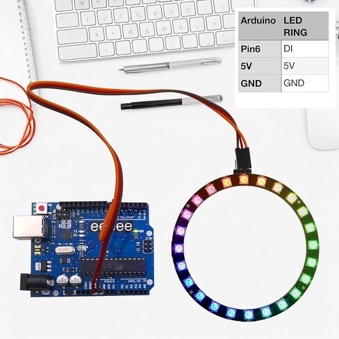 EEEEE RGB 8/12/16/24، مجموعة حلقات LED LED، 5050 لون كامل، WS2812 / WS2812B متضمنة رموز تحكم فردية قابلة للعنونة. in Kuwait