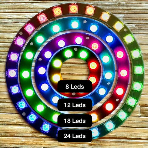EEEEE RGB 8/12/16/24، مجموعة حلقات LED LED، 5050 لون كامل، WS2812 / WS2812B متضمنة رموز تحكم فردية قابلة للعنونة. in Kuwait