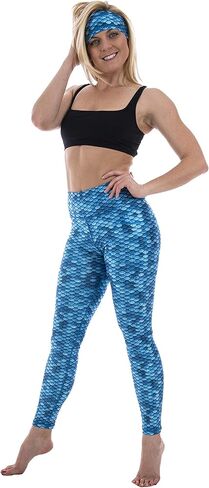Slipins Sea Legs Leggings for Women, High-Waisted Leggings with UPF Protection, Perfect for Yoga, Surfing, Diving, Snorkeling, Gym, and Other Activities, Aqua Mermaid, Medium in Kuwait