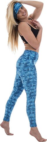 Slipins Sea Legs Leggings for Women, High-Waisted Leggings with UPF Protection, Perfect for Yoga, Surfing, Diving, Snorkeling, Gym, and Other Activities, Aqua Mermaid, Medium in Kuwait
