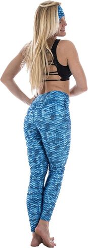 Slipins Sea Legs Leggings for Women, High-Waisted Leggings with UPF Protection, Perfect for Yoga, Surfing, Diving, Snorkeling, Gym, and Other Activities, Aqua Mermaid, Medium in Kuwait
