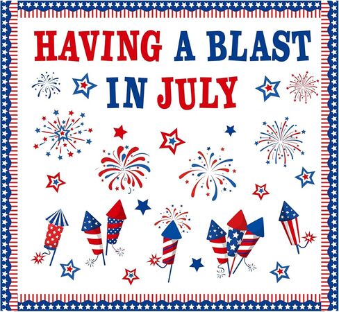 Harloon 78 Pcs 4th of July Bulletin Board Set Veterans Memorial Day Classroom Decorations Patriotic Bulletin Board Decor for School American Flag Independence Day Memorial Day Party Favors in Kuwait