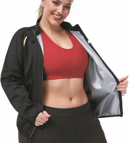 Sauna Jackets for Women Plus Size Long Sleeves Zipper Sauna Shirt Sweat Body Shaper for Workout Gym Exercise in Saudi Arabia