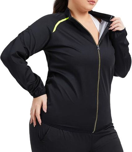 Sauna Jackets for Women Plus Size Long Sleeves Zipper Sauna Shirt Sweat Body Shaper for Workout Gym Exercise in Saudi Arabia