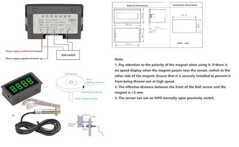 Tachometer 4 Digital LED Tach RPM Speed Meter,Digital Speedometer with Hall Proximity Switch Sensor NPN in Saudi Arabia