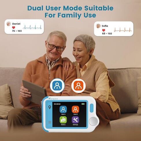 Heart Monitor for Home Use, Portable Heart Device with Touch Screen and Storage, Compatible with PC and Smartphone, Rechargeable Battery, HHM4 in Saudi Arabia