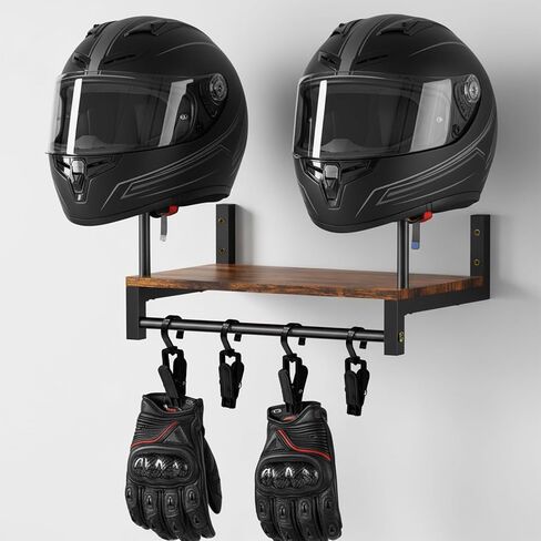 Helmet Rack Wall Mount, Motorcycle Helmets Holder with Wall Storage Hook, Wooden Motorcycle Helmet Display Stand, Retro Bike Helmets Storage Organizer, Motorcycle Accessories for Men in Saudi Arabia