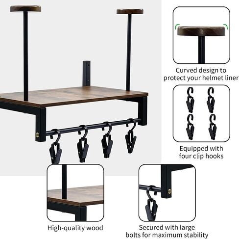 Helmet Rack Wall Mount, Motorcycle Helmets Holder with Wall Storage Hook, Wooden Motorcycle Helmet Display Stand, Retro Bike Helmets Storage Organizer, Motorcycle Accessories for Men in Saudi Arabia