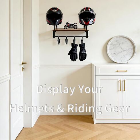 Helmet Rack Wall Mount, Motorcycle Helmets Holder with Wall Storage Hook, Wooden Motorcycle Helmet Display Stand, Retro Bike Helmets Storage Organizer, Motorcycle Accessories for Men in Saudi Arabia