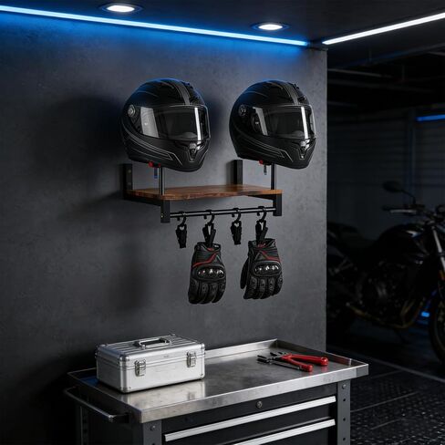 Helmet Rack Wall Mount, Motorcycle Helmets Holder with Wall Storage Hook, Wooden Motorcycle Helmet Display Stand, Retro Bike Helmets Storage Organizer, Motorcycle Accessories for Men in Saudi Arabia