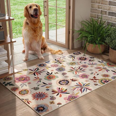 Runner Rug for Kitchen Rug Non Slip 2'x6' Washable Rugs with Rubber Backing Soft Bohemian Floral Carpet Runner for Kitchen, Laundry, Bedroom, Bathroom, Black in Kuwait