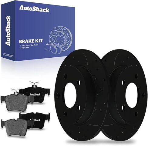 Autoshack Rear Brake Kit Replacement for 2005-2013 Mazda 3 2013 Mazda 3 Sport 2.0L 2.5L FWD Disc Brake Rotors with Ceramic Brake Pads 10.4" (265.0 mm) CBO413671095 in Saudi Arabia