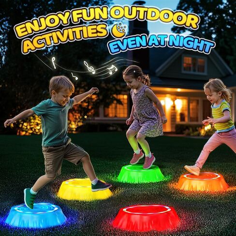 Flooyes Stepping Stones for Kids, 6pcs Light up & Music Non-Slip Stepping Stones, Sensory Toy for Toddler Balance & Coordination Skills, Indoor & Outdoor Toys, Toys for Toddlers Ages 3-5 in Kuwait