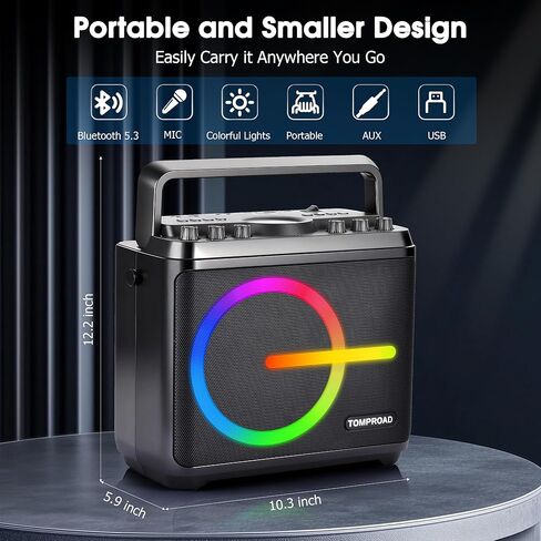 جهاز كاريوكي، مكبر صوت بلوتوث مع 2 ميكروفونات لاسلكية، مضخم صوت محمول نظام PA للبالغين والأطفال مع أضواء LED تدعم ضبط الجهير/الثلاثي، بطاقة TF/USB، REC للحفلات المنزلية in Kuwait