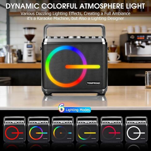 جهاز كاريوكي، مكبر صوت بلوتوث مع 2 ميكروفونات لاسلكية، مضخم صوت محمول نظام PA للبالغين والأطفال مع أضواء LED تدعم ضبط الجهير/الثلاثي، بطاقة TF/USB، REC للحفلات المنزلية in Kuwait