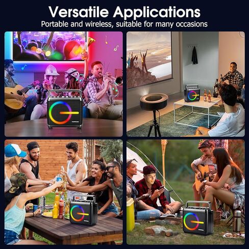 جهاز كاريوكي، مكبر صوت بلوتوث مع 2 ميكروفونات لاسلكية، مضخم صوت محمول نظام PA للبالغين والأطفال مع أضواء LED تدعم ضبط الجهير/الثلاثي، بطاقة TF/USB، REC للحفلات المنزلية in Kuwait