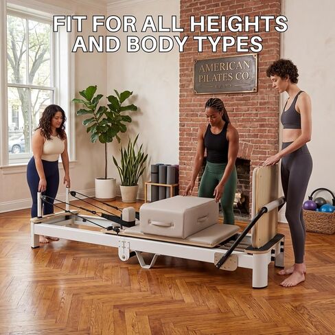 Ultra3.0 Foldable Pilates Reformer Machine, Aluminum Pilates Equipment, Wooden Extended Pilates Machine with Sitting Box, Jump Board and Springs for Home and Studio in Saudi Arabia