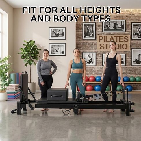 Ultra3.0 Foldable Pilates Reformer Machine, Aluminum Pilates Equipment, Wooden Extended Pilates Machine with Sitting Box, Jump Board and Springs for Home and Studio in Saudi Arabia