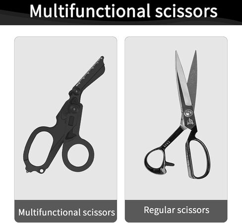 6 in 1 Foldable Trauma Shears with Holster, 420HC Stainless Steel EMT Shears for Nurses, EMS, Paramedics, Collapsible Tactical Medical Scissors, Strap Cutter, Glass Breaker, Camping (Carbon Black) in Saudi Arabia