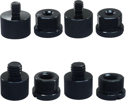 8 pcs Mic Stand Adapter Set Includes 5/8" female to 3/8" male, 3/8" female to 5/8" male, 5/8" female to 1/4" male, and 1/4" female to 5/8" male screw thread adapters for microphone stands in Kuwait