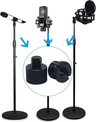 8 pcs Mic Stand Adapter Set Includes 5/8" female to 3/8" male, 3/8" female to 5/8" male, 5/8" female to 1/4" male, and 1/4" female to 5/8" male screw thread adapters for microphone stands in Kuwait
