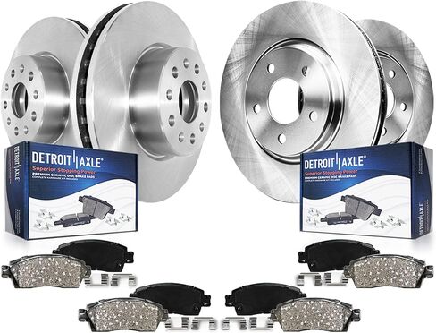 Detroit Axle - 8pc Brake Kit for 2015-2020 Ford Edge Lincoln Nautilus 2016-2018 MKX, Disc Brake Rotors Brakes Pads 2017 Replacement : 13.58" inch Front and 12.44" inch Solid Rear Rotor in Kuwait