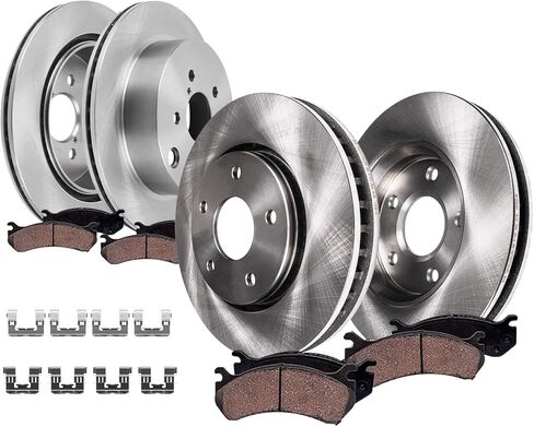 Detroit Axle - 8pc Brake Kit for 2015-2020 Ford Edge Lincoln Nautilus 2016-2018 MKX, Disc Brake Rotors Brakes Pads 2017 Replacement : 13.58" inch Front and 12.44" inch Solid Rear Rotor in Kuwait