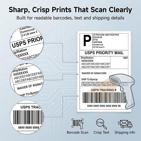 4x6 Direct Thermal Shipping Labels, 2 * 250 Sheets/Roll Barcode & Shipping Label Paper, Permanent Adhesive, Smudge Resistant, Compatible with Most Direct Thermal Printers (Not for Laser/Inkjet/Dymo) in Saudi Arabia