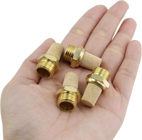 Wealrit 10 PCS Pneumatic Exhaust Mufflers, 1/8" Male Thread Hex Copper Air Muffler Silencer, 0.41" Length Industrial Muffler Filter Air Line Fitting for Compressed Air Systems, Valves, Cylinders in Saudi Arabia