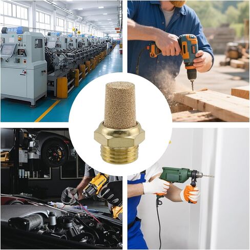Wealrit 10 PCS Pneumatic Exhaust Mufflers, 1/8" Male Thread Hex Copper Air Muffler Silencer, 0.41" Length Industrial Muffler Filter Air Line Fitting for Compressed Air Systems, Valves, Cylinders in Saudi Arabia