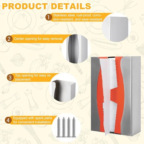 2 Pack Wax Paper Dispenser, Stainless Steel, Two Way Keyholes, for Vertical or Horizontal Wall Mounting or Place on Counter, for Household Commercial Kitchen, 10.3 x 6 x 2.63 Inch in Saudi Arabia