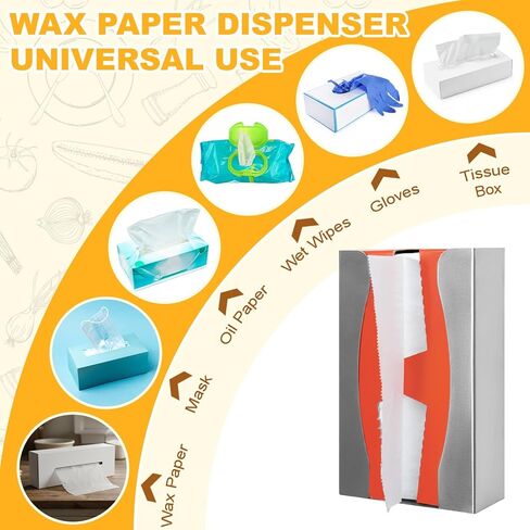 2 Pack Wax Paper Dispenser, Stainless Steel, Two Way Keyholes, for Vertical or Horizontal Wall Mounting or Place on Counter, for Household Commercial Kitchen, 10.3 x 6 x 2.63 Inch in Saudi Arabia